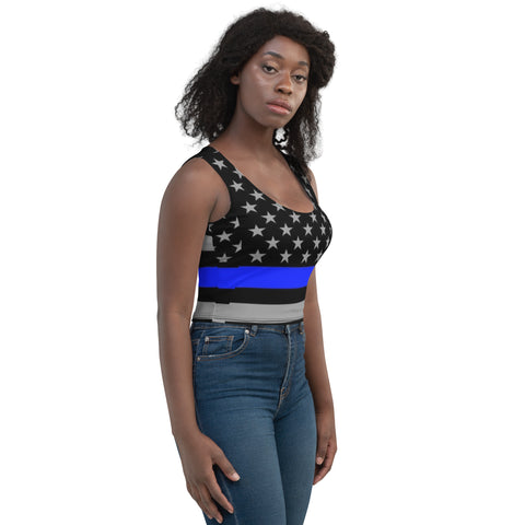 Supportive & Stylish Thin Blue Line Crop Top | Back The Blue Store