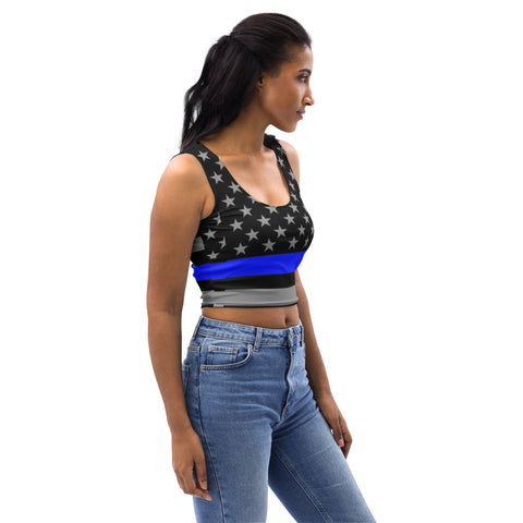 Supportive & Stylish Thin Blue Line Crop Top | Back The Blue Store