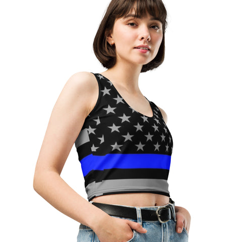 Supportive & Stylish Thin Blue Line Crop Top | Back The Blue Store