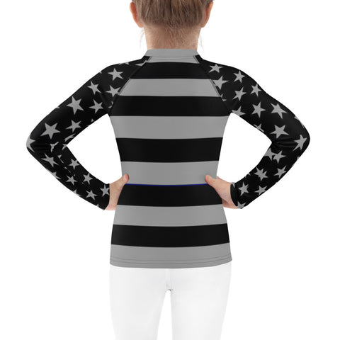 Stylish Kids' Thin Blue Line Rash Guard with Stars and Stripes