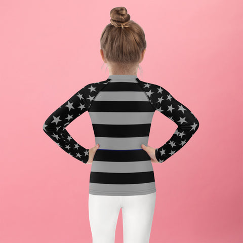 Stylish Kids' Thin Blue Line Rash Guard with Stars and Stripes