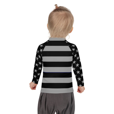 Stylish Kids' Thin Blue Line Rash Guard with Stars and Stripes