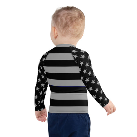 Stylish Kids' Thin Blue Line Rash Guard with Stars and Stripes