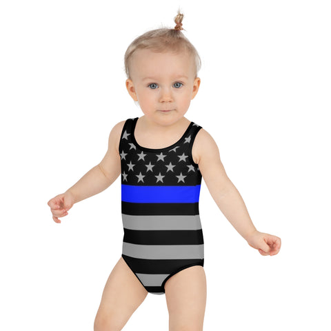 Thin Blue Line Flag Kid's One-Piece Swim Suit