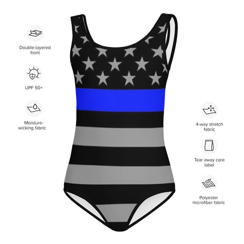 Thin Blue Line Flag Kid's One-Piece Swim Suit