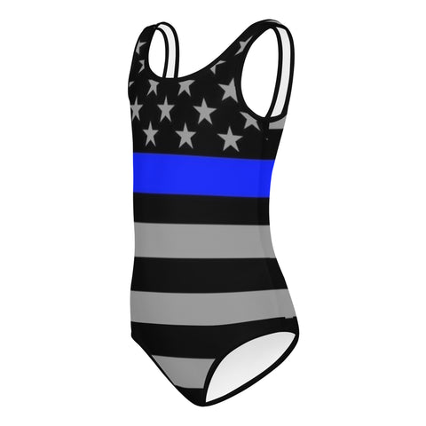 Thin Blue Line Flag Kid's One-Piece Swim Suit