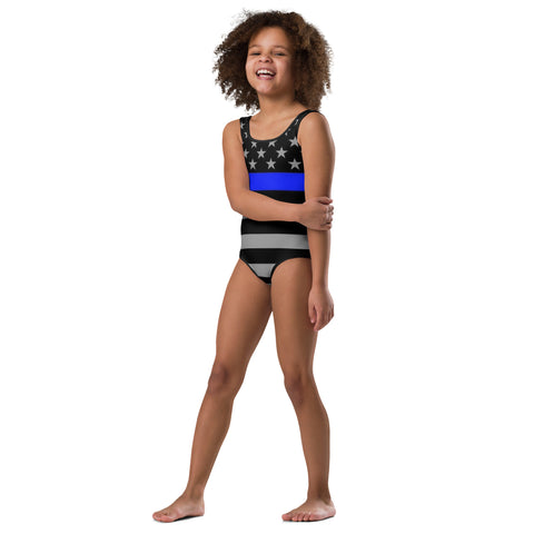 Thin Blue Line Flag Kid's One-Piece Swim Suit