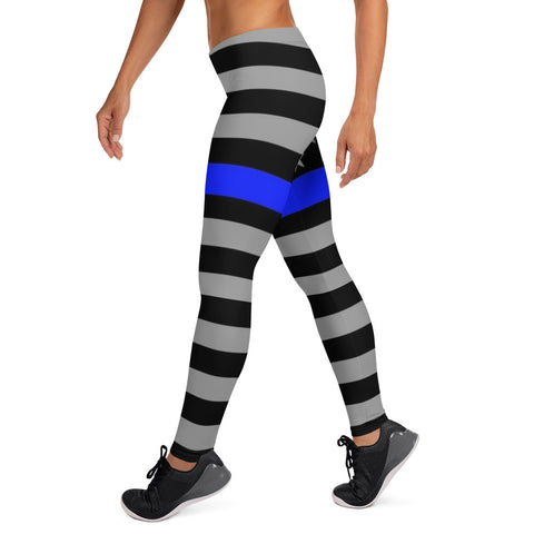 All Over Thin Blue Line Flag Yoga Leggings