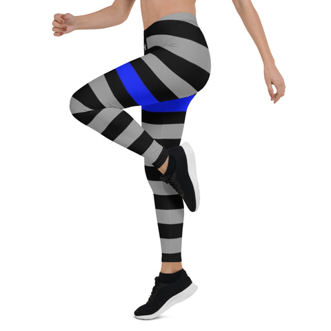 All Over Thin Blue Line Flag Yoga Leggings