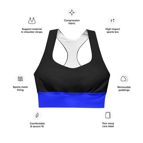 Thin Blue Line High Performance Longline Sports Bra | Back The Blue Store