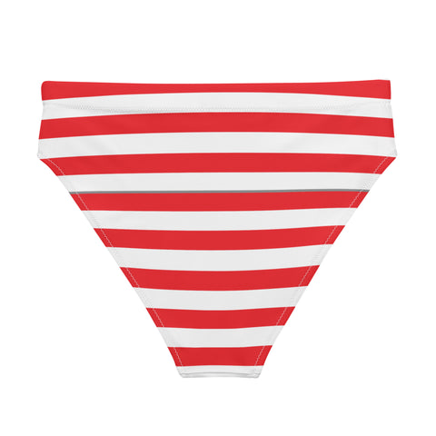 Eco-Friendly High-Waisted Bikini Bottom | American Flag Design | Back The Blue Store