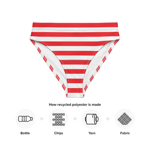 Eco-Friendly High-Waisted Bikini Bottom | American Flag Design | Back The Blue Store