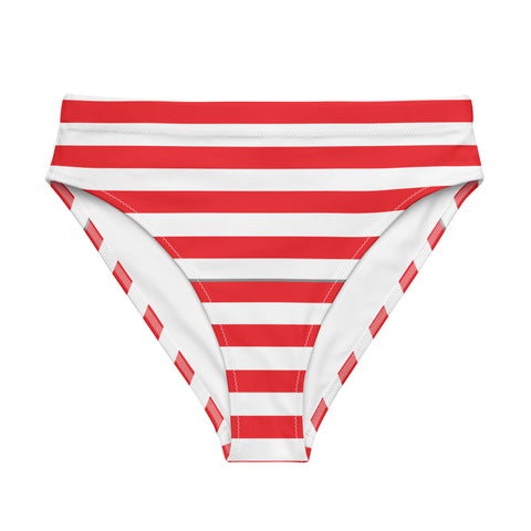 Eco-Friendly High-Waisted Bikini Bottom | American Flag Design | Back The Blue Store