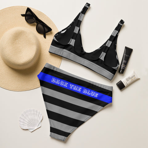 Thin Blue Line Recycled High-Waisted Bikini - Show Your Support