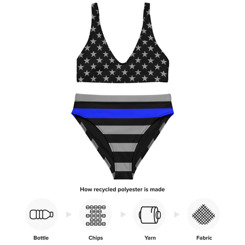 Thin Blue Line Recycled High-Waisted Bikini - Show Your Support