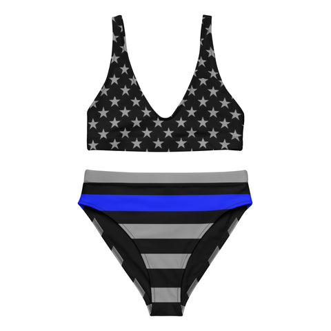 Thin Blue Line Recycled High-Waisted Bikini - Show Your Support