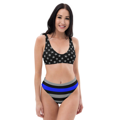 Thin Blue Line Recycled High-Waisted Bikini - Show Your Support