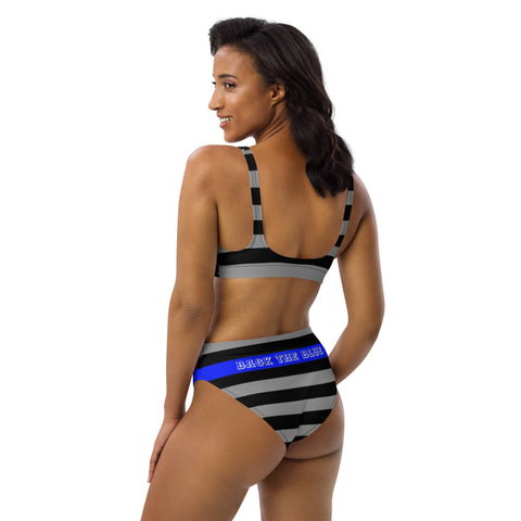 Thin Blue Line Recycled High-Waisted Bikini - Show Your Support