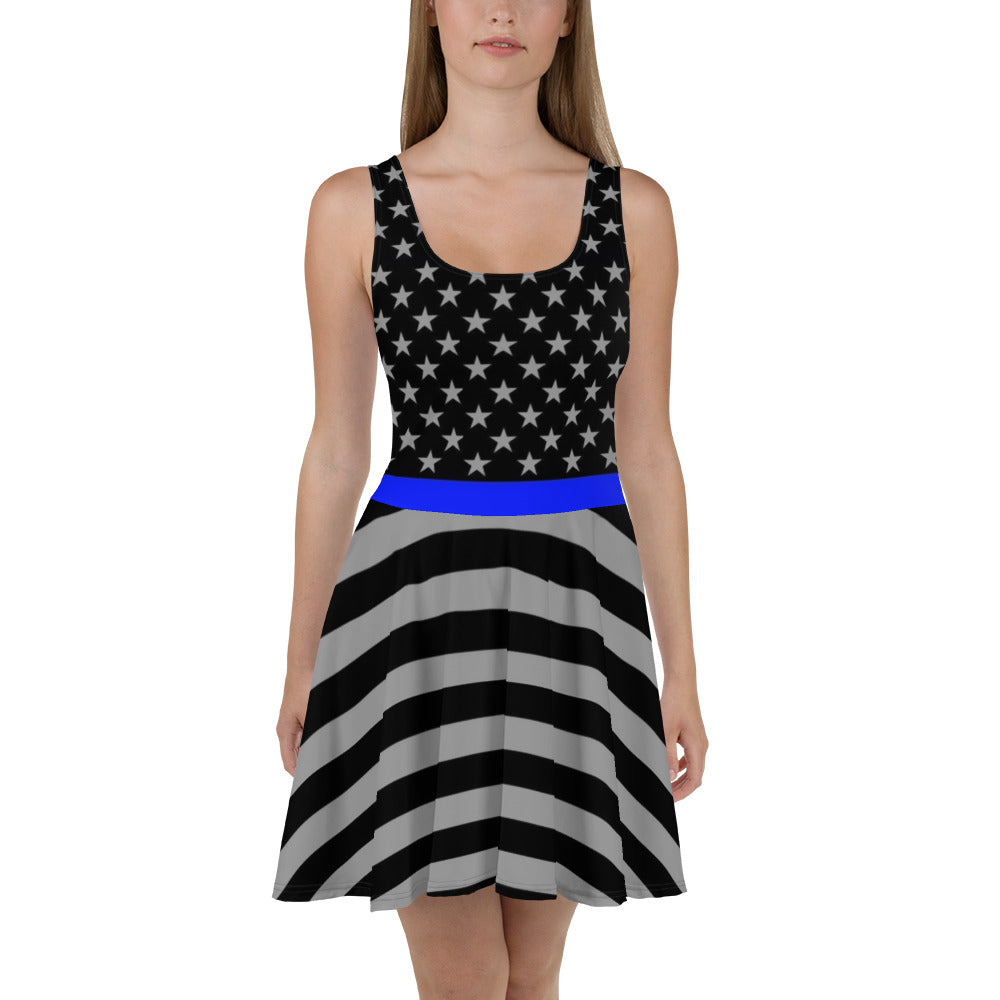 Thin Blue Line, Back the Blue, Police, Blue Lives Matter Skater Dress