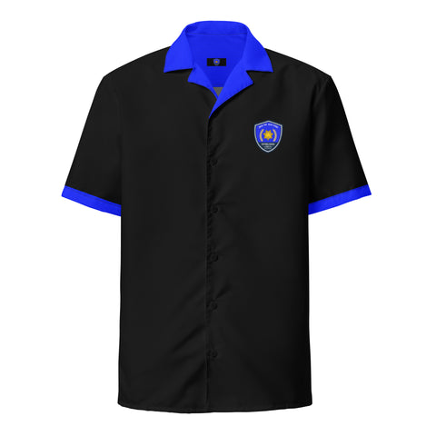 BackTheBlueStore.com Unisex Black Button-Up Shirt with Thin Blue Line Accents