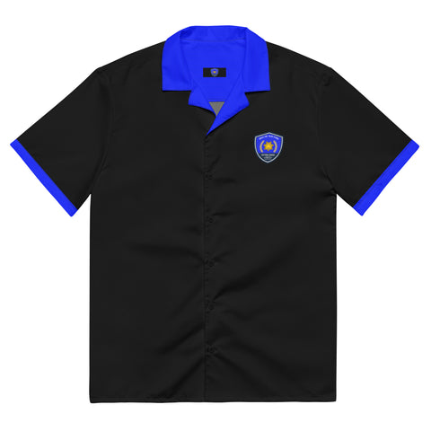 BackTheBlueStore.com Unisex Black Button-Up Shirt with Thin Blue Line Accents