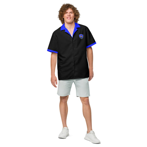 BackTheBlueStore.com Unisex Black Button-Up Shirt with Thin Blue Line Accents