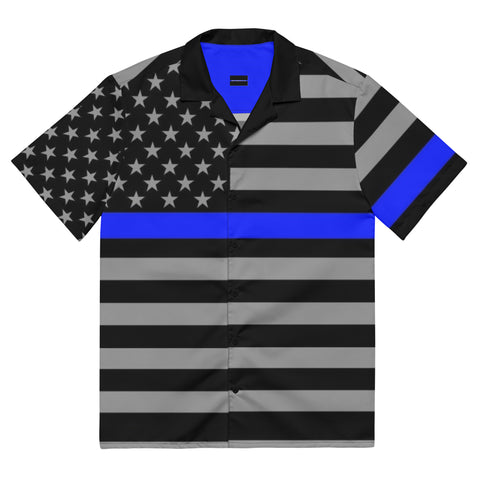 Elevate Your Wardrobe with Our Subdued Thin Blue Line Unisex Button-Up Shirt