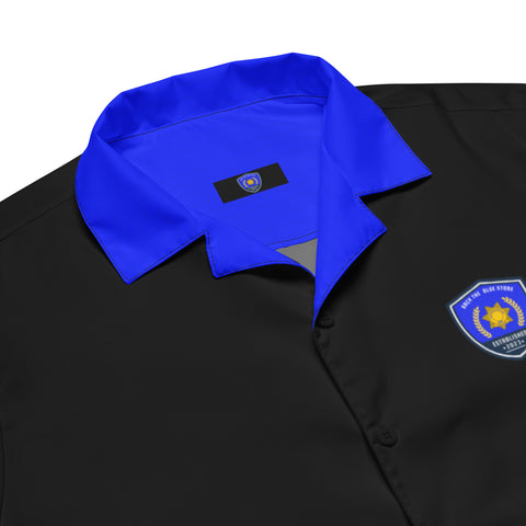 BackTheBlueStore.com Unisex Black Button-Up Shirt with Thin Blue Line Accents