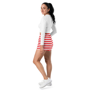 Red & White Striped Eco Athletic Shorts | Back The Blue Store