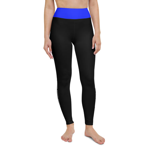 Stylish High Rise Women's Yoga Leggings with Thin Blue Line Design - Back the Blue Apparel