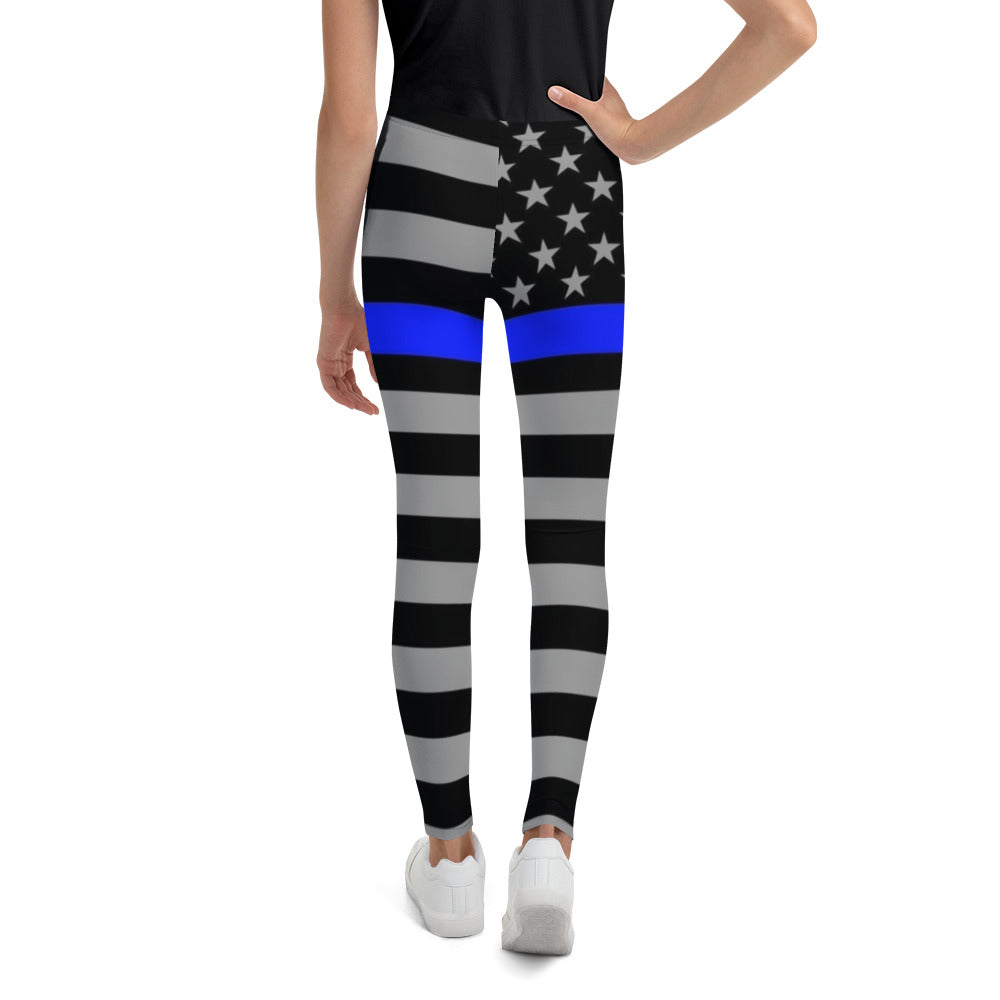 Stylish Youth Thin Blue Line Leggings - Kids' Pants That Are A Tribute To Law Enforcement