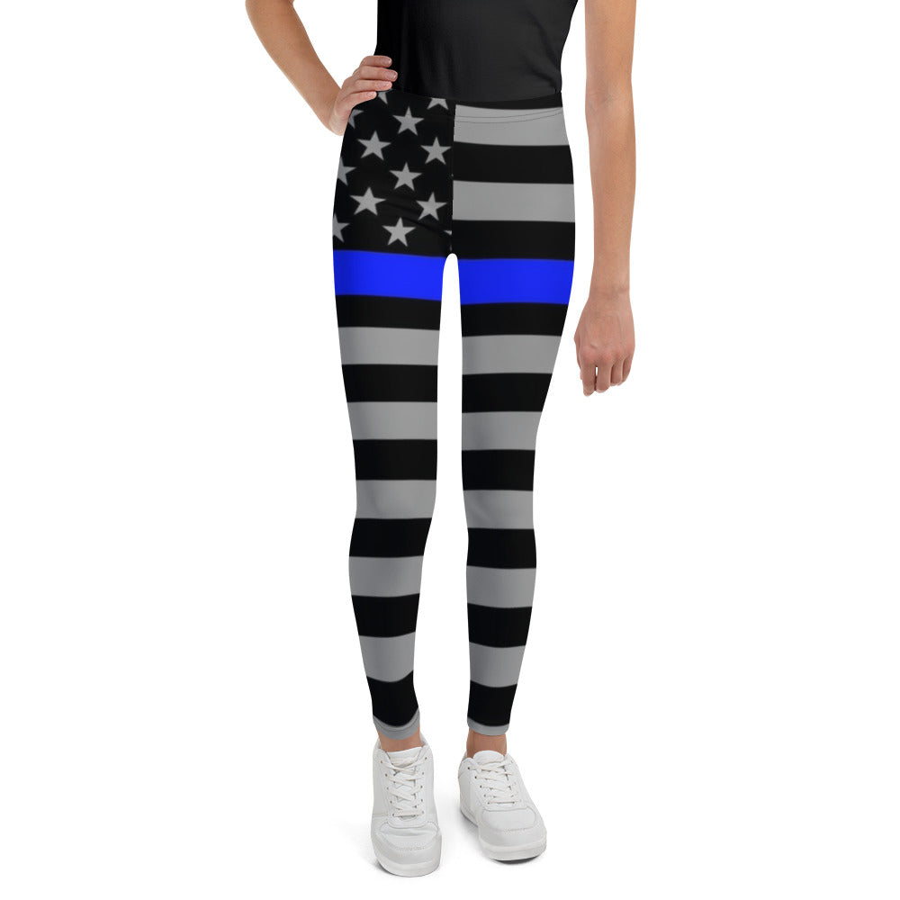 Stylish Youth Thin Blue Line Leggings - Kids' Pants That Are A Tribute To Law Enforcement