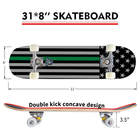 Thin Green Line Flag Skateboard – Military Tribute Skateboard (Subdued)