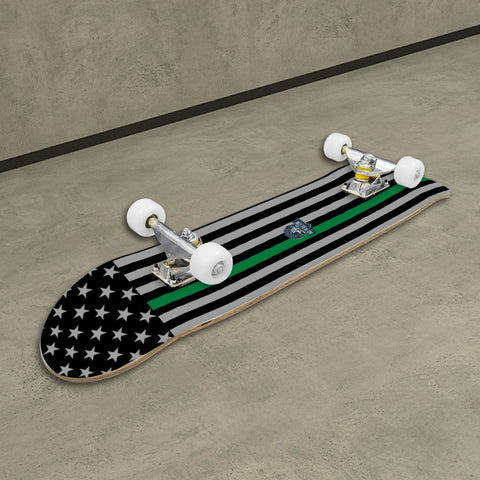 Thin Green Line Flag Skateboard – Military Tribute Skateboard (Subdued)