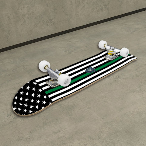 Thin Green Line Flag Skateboard – Military Tribute Skateboard (Bright)