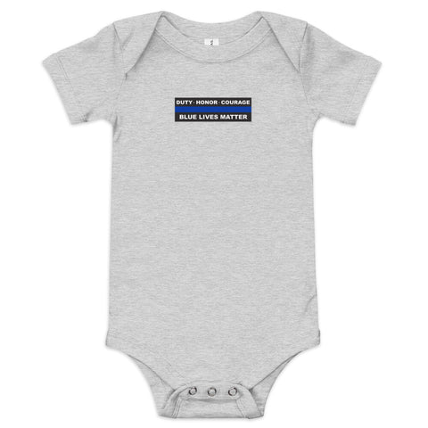 "Duty, Honor, Courage" Thin Blue Line Baby Onesie - Various Colors