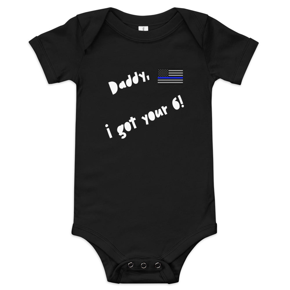 Stylish Baby Bodysuit with Thin Blue Line Flag - 'Daddy, I Got Your 6