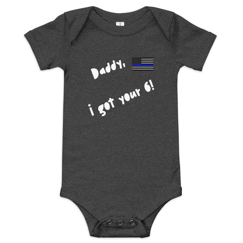 Stylish Baby Bodysuit with Thin Blue Line Flag - 'Daddy, I Got Your 6