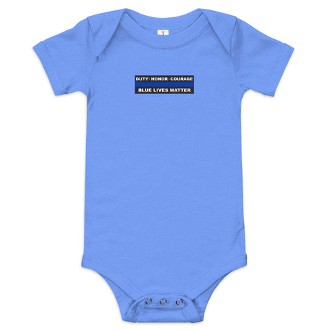 "Duty, Honor, Courage" Thin Blue Line Baby Onesie - Various Colors