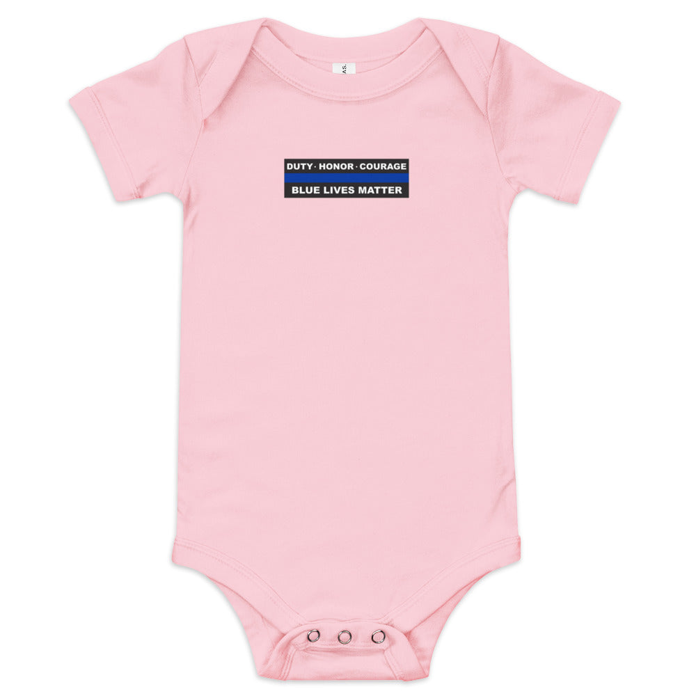 "Duty, Honor, Courage" Thin Blue Line Baby Onesie - Various Colors