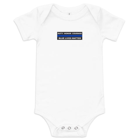 "Duty, Honor, Courage" Thin Blue Line Baby Onesie - Various Colors