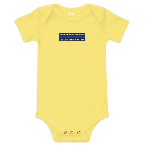 "Duty, Honor, Courage" Thin Blue Line Baby Onesie - Various Colors