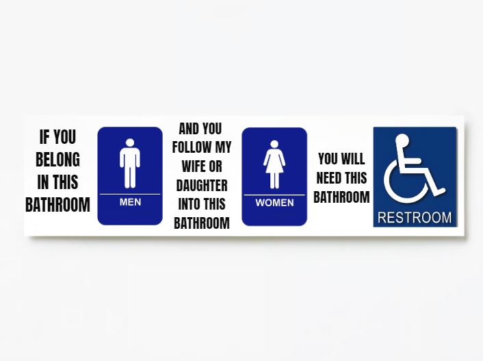 **SEE SALE PRICE IN CART**- Humorous Non-Woke Gender-Specific Bathroom Bumper Sticker | BackTheBlueStore.com