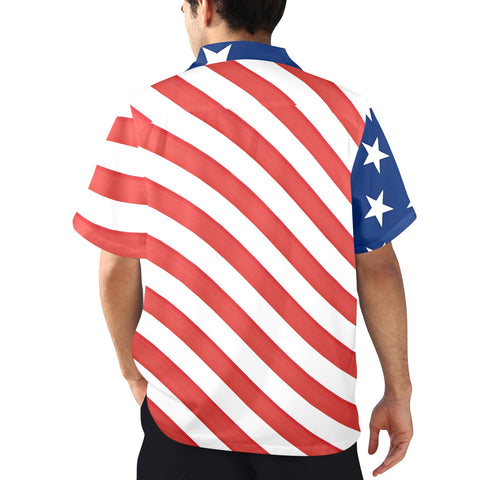 Stars and Stripes American Flag Inspired Men's Button-Up Shirt – Show Your American Pride