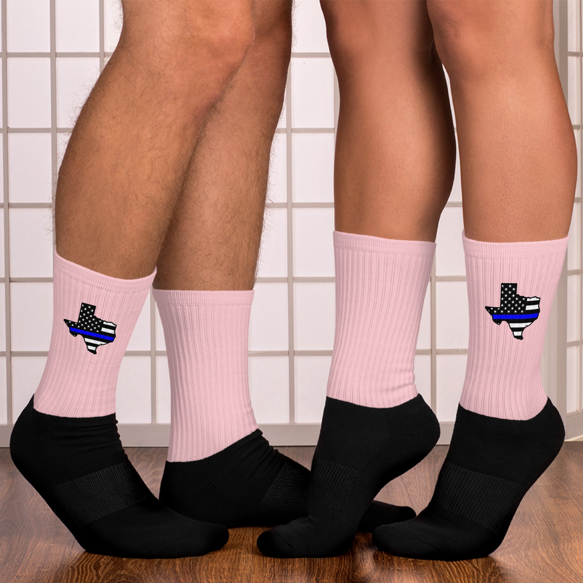 exas Thin Blue Line Flag Pink and Black Socks - Stylish and Comfortable