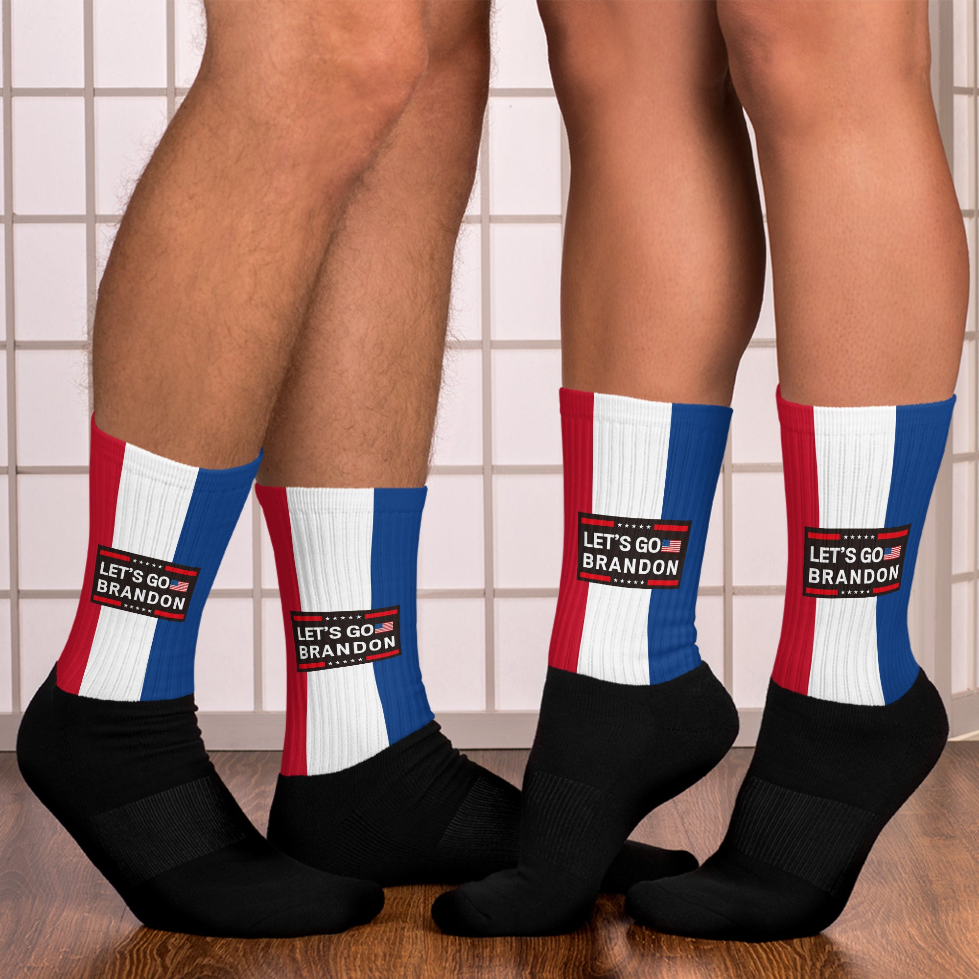 Fun & Patriotic 'Let's Go Brandon' Socks - Red, White & Blue