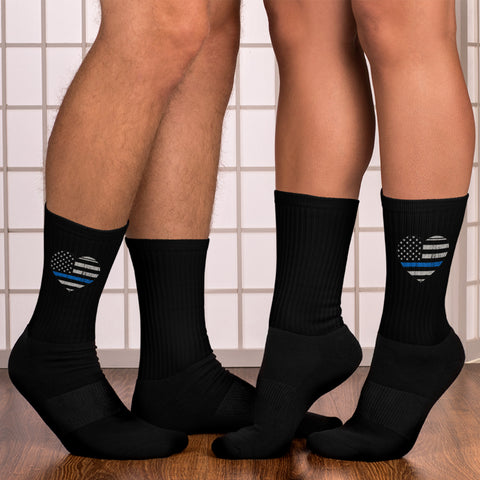 Thin Blue Line Heart Socks