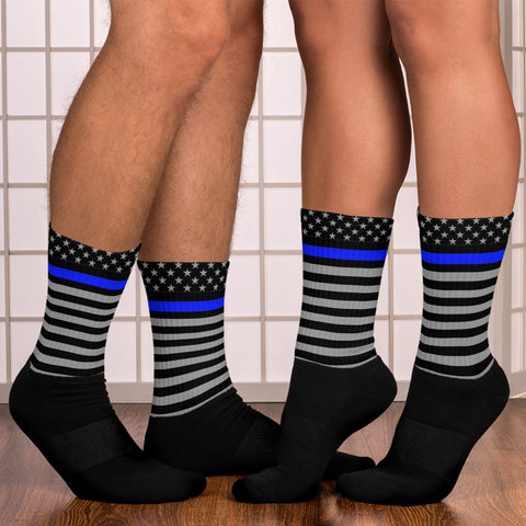 Step Into These Thin Blue Line Flag Printed Comfy Socks | Show Your Support (Style-4)