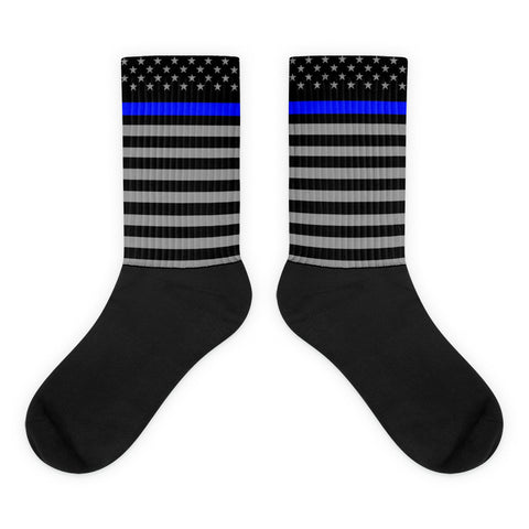 Step Into These Thin Blue Line Flag Printed Comfy Socks | Show Your Support (Style-4)