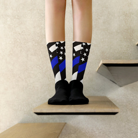 Thin Blue Line Flag Comfortable Socks (Style-1)